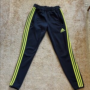 Adidas Black and Yellow Joggers/Sweatpants with Tapered Fit, Side Adult Small